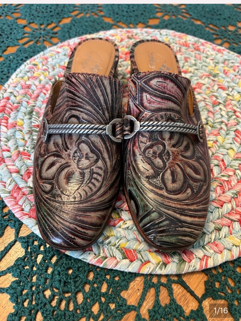 Patricia Nash multicolor tobacco fields Tilly mules sz 6.5